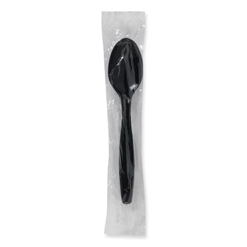 Image of Dixie® PTH53C Individually Wrapped Heavyweight Spoons, Plastic, Black, 1,000/Carton