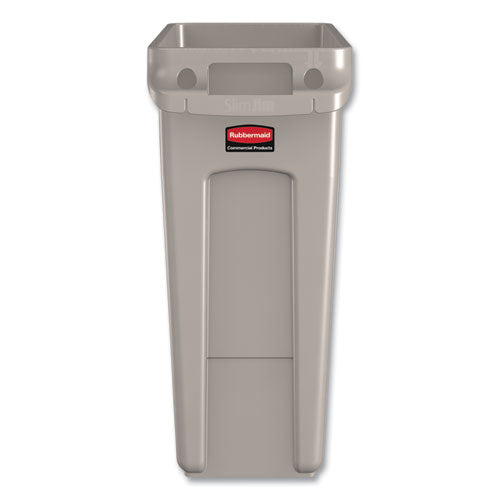 Image of Rubbermaid® Commercial 1971259 Slim Jim with Venting Channels, 16 gal, Plastic, Beige, 4/Carton