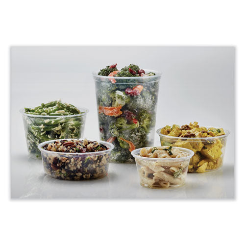 Image of Fabri-Kal® 000000000009505114 Microwavable Deli Containers, 12 oz, 4.6" Diameter x 2.3" h, Clear, Plastic, 500/Carton