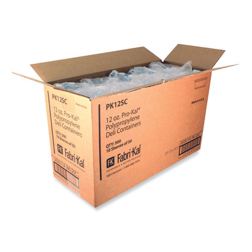 Image of Fabri-Kal® 000000000009505114 Microwavable Deli Containers, 12 oz, 4.6" Diameter x 2.3" h, Clear, Plastic, 500/Carton