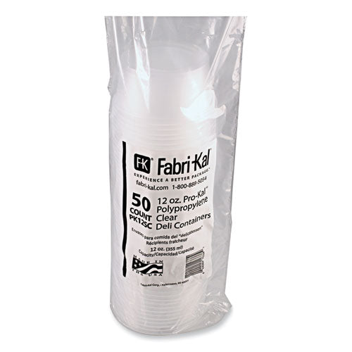 Image of Fabri-Kal® 000000000009505114 Microwavable Deli Containers, 12 oz, 4.6" Diameter x 2.3" h, Clear, Plastic, 500/Carton