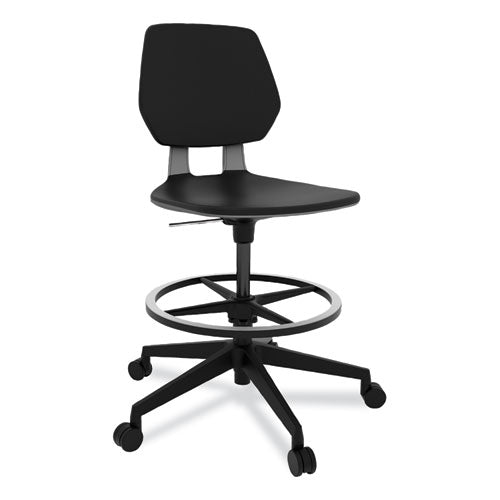 Image of Safco® 7827BL Commute Extended Height Task Chair, Supports Up to 275 lb, 22.25" to 32.25" Seat Height, Black Seat, Black Back, Black Base