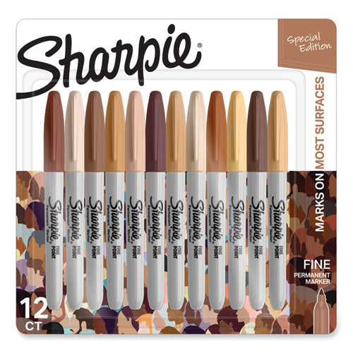 Image of Sharpie® 2154107 Fine Tip Permanent Marker, Portrait Colors, Fine Bullet Tip, Assorted, 12/Pack