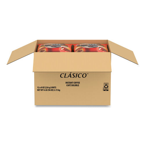 Image of Nescafe® 12524962 Clasico Dark Roast Instant Coffee, 8 oz, 12/Carton