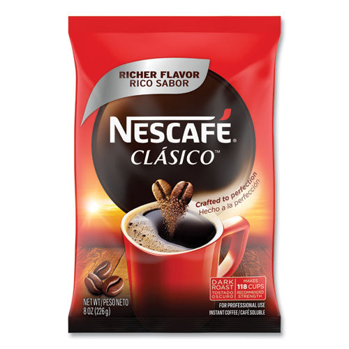 Image of Nescafe® 12524962 Clasico Dark Roast Instant Coffee, 8 oz, 12/Carton