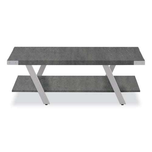 Image of Safco® MRCFTSGY Coffee Table, Rectangular. 48 x 23.75 x 16, Stone Gray Top, Silver Base
