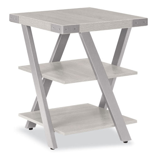 Image of Safco® MRETWAH End Table, Square, 20 x 20 x 25, White Ash Top, Silver Base