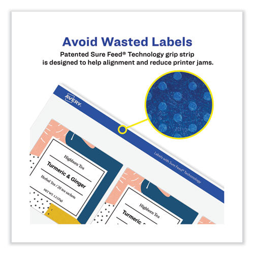 Image of Avery® 08253 Vibrant Inkjet Color-Print Labels W/ Sure Feed, 2 X 4, Matte White, 200/pk