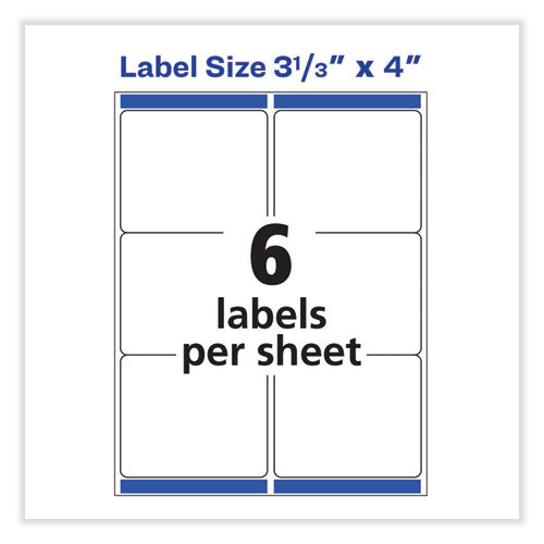 Image of Avery® 08254 Vibrant Inkjet Color-Print Labels w/ Sure Feed, 3.33 x 4, Matte White, 120/PK