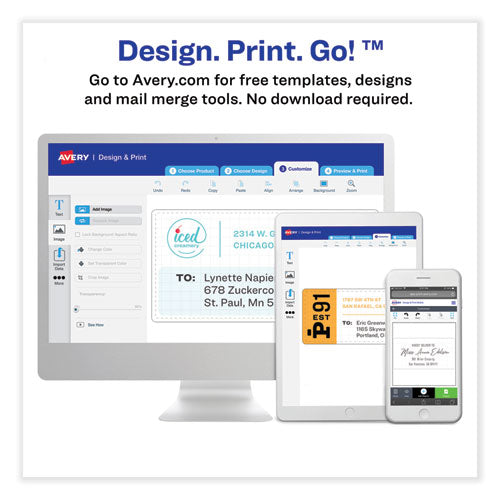Image of Avery® 08254 Vibrant Inkjet Color-Print Labels w/ Sure Feed, 3.33 x 4, Matte White, 120/PK