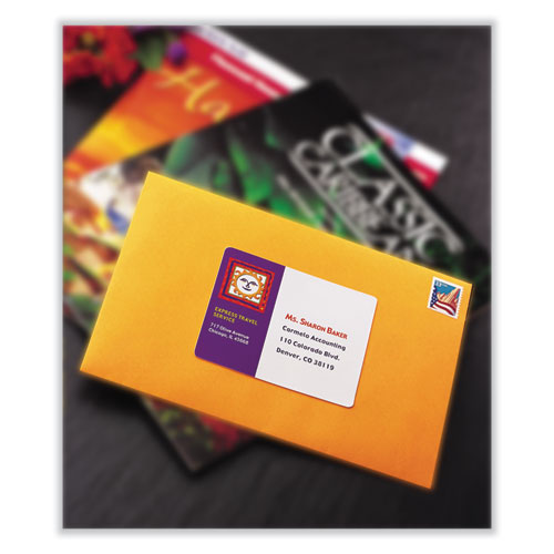 Image of Avery® 08254 Vibrant Inkjet Color-Print Labels w/ Sure Feed, 3.33 x 4, Matte White, 120/PK