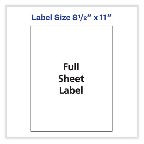 Image of Avery® 08255 Full-Sheet Vibrant Inkjet Color-Print Labels, 8.5 X 11, Matte White, 20/pack