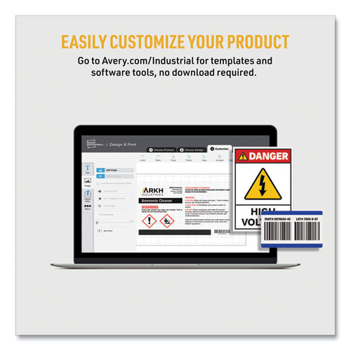 Image of Avery® 60537 Permatrack Destructible Asset Tag Labels, Laser Printers, 1.25 X 2.75, White, 14/sheet, 8 Sheets/pack