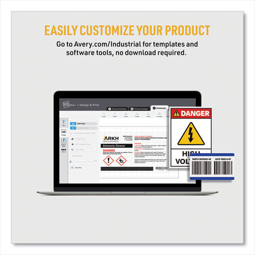 Image of Avery® 61526 Permatrack Durable White Asset Tag Labels, Laser Printers, 0.75 X 2, White, 30/sheet, 8 Sheets/pack