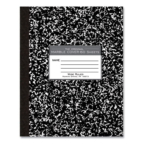 Image of Roaring Spring® 77505 Marble Cover Composition Book, Wide/Legal Rule, Black Marble Cover, (60) 10 x 8 Sheets