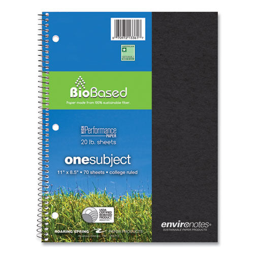 Image of Roaring Spring® 13361 Environotes BioBased Notebook, 1-Subject, Medium/College Rule, Randomly Assorted Earthtone Cover Color, (70) 11 x 8.5 Sheets