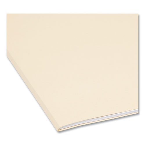 Image of Smead 100% Recycled Reinforced Top Tab File Folders, 1/3-Cut Tabs: Assorted, Letter Size, 0.75" Expansion, Manila, 100/Box