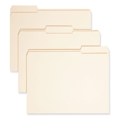 Image of Smead 10405 Expandable Heavyweight File Folders, 1/3-Cut Tabs: Assorted, Letter Size, 1.5" Expansion, Manila, 50/Box