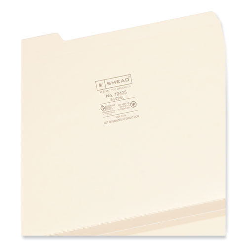 Image of Smead 10405 Expandable Heavyweight File Folders, 1/3-Cut Tabs: Assorted, Letter Size, 1.5" Expansion, Manila, 50/Box