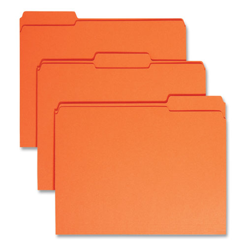 Image of Smead 12534 Reinforced Top Tab Colored File Folders, 1/3-Cut Tabs: Assorted, Letter Size, 0.75" Expansion, Orange, 100/Box