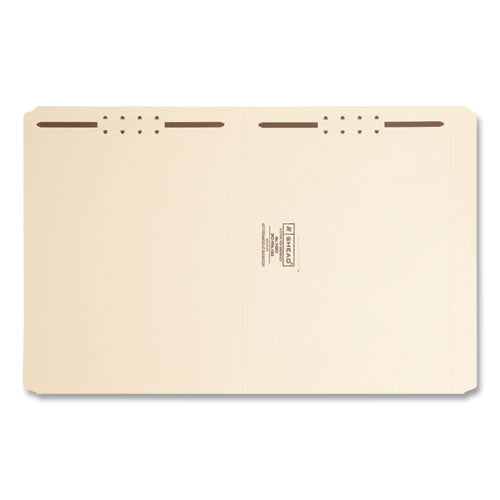 Image of Smead 14513 Top Tab Fastener Folders, Straight Tab, Expands 0.75", 2 Fasteners, Letter Size, Manila, 50/Box