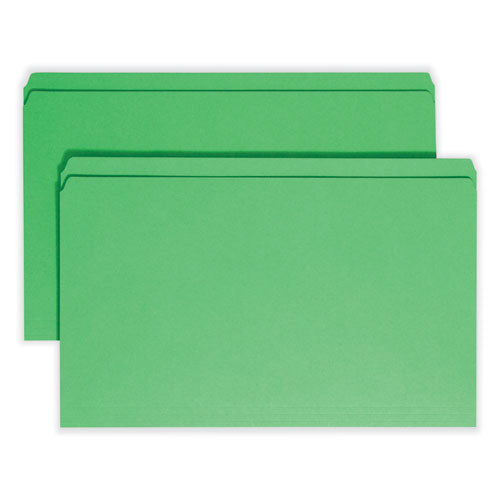 Image of Smead 17110 Reinforced Top Tab Colored File Folders, Straight Tabs, Legal Size, 0.75" Expansion, Green, 100/Box