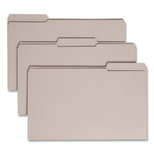 Image of Smead 17334 Reinforced Top Tab Colored File Folders, 1/3-Cut Tabs: Assorted, Legal Size, 0.75" Expansion, Gray, 100/Box