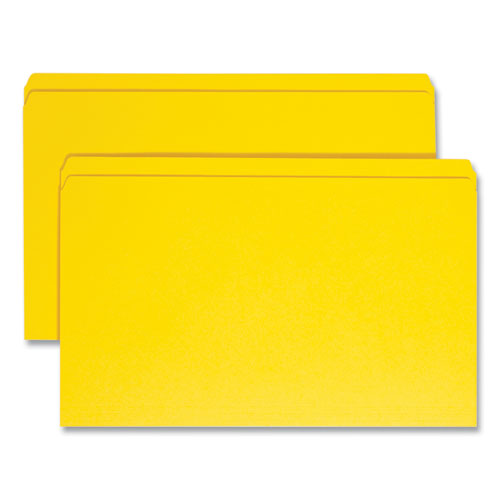 Image of Smead 17910 Reinforced Top Tab Colored File Folders, Straight Tabs, Legal Size, 0.75" Expansion, Yellow, 100/Box