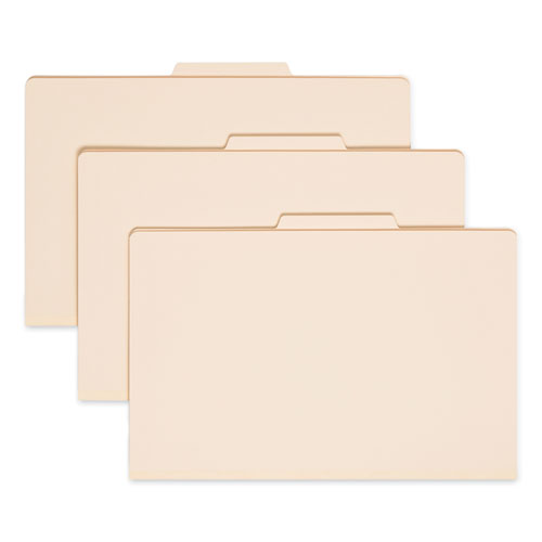 Image of Smead 19000 Six-Section Top Tab Classification Folders, 2/5-Cut Tab, Expands 2", 2 Dividers, 6 Fasteners, Legal Size, Manila, 10/Box