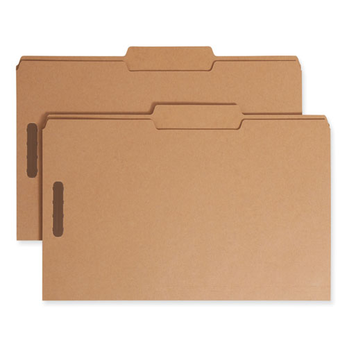 Image of Smead 19882 Top Tab Fastener Folders, 2/5-Cut Tab: Right of Center, Expands 0.75", 2 Fasteners, Legal Size, Kraft, 50/Box
