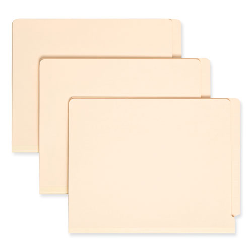 Image of Smead 26825 Manila End Tab Classification Folders, Straight Tab, Expands 2", 1 Divider, 4 Fasteners, Letter Size, Manila, 10/Box