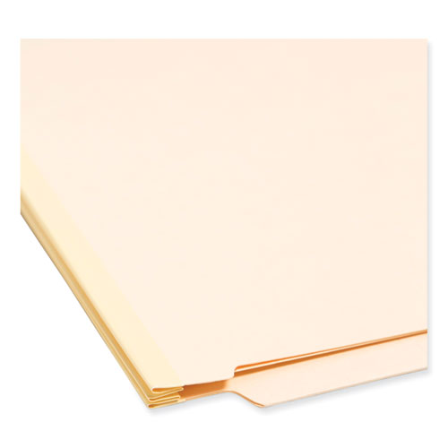 Image of Smead 26825 Manila End Tab Classification Folders, Straight Tab, Expands 2", 1 Divider, 4 Fasteners, Letter Size, Manila, 10/Box