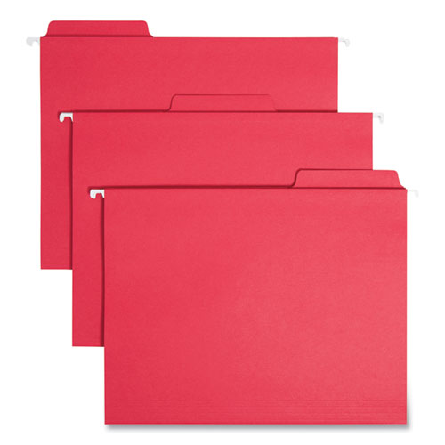Image of Smead 64096 FasTab Hanging Folders, Letter Size, 1/3-Cut Tabs, Red, 20/Box