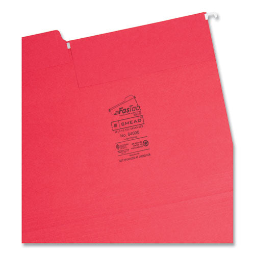 Image of Smead 64096 FasTab Hanging Folders, Letter Size, 1/3-Cut Tabs, Red, 20/Box