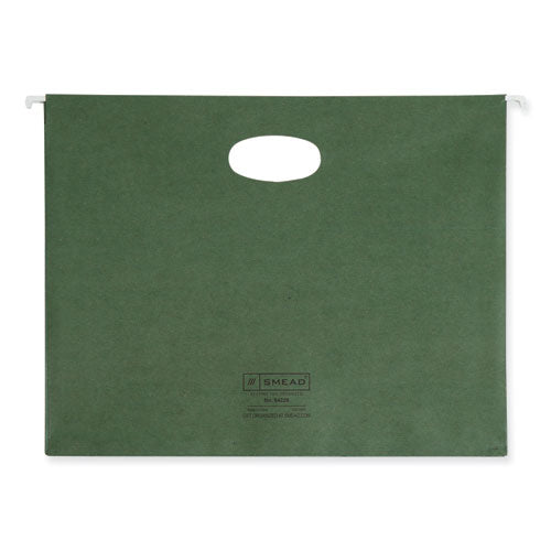 Image of Smead 64226 100% Recycled Hanging Pockets with Full-Height Gusset, 1 Section, 3.5" Capacity, Letter Size, Standard Green, 10/Box