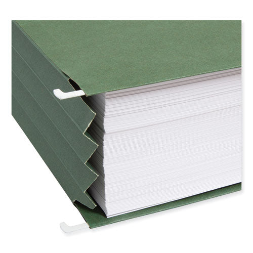 Image of Smead 64226 100% Recycled Hanging Pockets with Full-Height Gusset, 1 Section, 3.5" Capacity, Letter Size, Standard Green, 10/Box