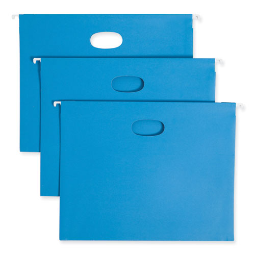 Image of Smead 64250 Hanging Pockets with Full-Height Gusset, 1 Section, 2" Capacity, Letter Size, 1/5-Cut Tabs, Sky Blue, 25/Box
