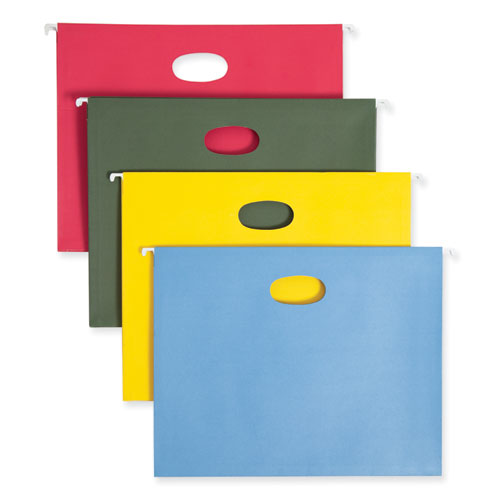 Image of Smead 64290 Hanging Pockets with Full-Height Gusset, 1-Section, 3.5" Capacity, Letter Size, Assorted Colors, 4/Pack