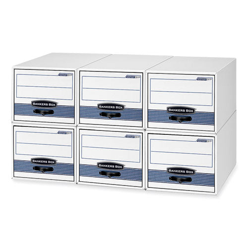 Image of Bankers Box® 00311 STOR/DRAWER STEEL PLUS Extra Space-Savings Storage Drawers, Letter-Size Files, 14" x 25.5" x 11.5", White/Blue, 6/Carton
