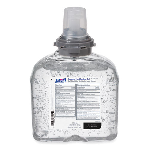Image of PURELL® 5456-04 Advanced Hand Sanitizer TFX Refill, Gel, 1,200 mL, Unscented, 4/Carton