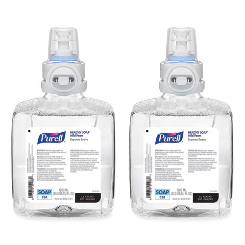 Image of PURELL® 7874-02 Professional HEALTHY SOAP Mild Foam Refill, For CS8 Dispensers, Fragrance-Free, 1,200 mL, 2/Carton