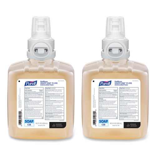 Image of PURELL® 7881-02 Healthy Soap 2.0% CHG Antimicrobial Foam Refill for CS8 Dispensers, Fragrance-Free, 1,200 mL, 2/Carton
