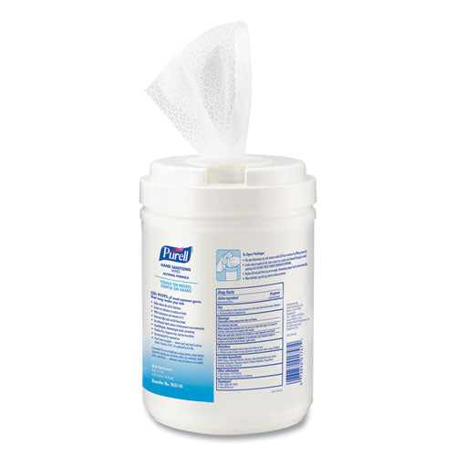 Image of PURELL® 9031-06 Hand Sanitizing Wipes Alcohol Formula, 6 x 7, Unscented, White, 175/Canister, 6 Canisters/Carton