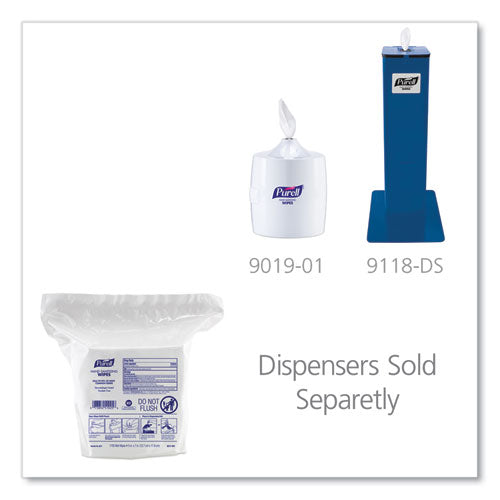 Image of PURELL® 9217-02 Hand Sanitizing Wipes, 3-Ply, 8.25 x 14.06, Fresh Citrus Scent, White, 1,700 Wipes/Pouch, 2 Pouches/Carton
