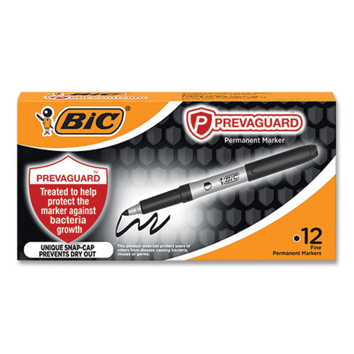 Image of BIC® GAPM11-BLK PrevaGuard Permanent Marker, Fine Bullet Tip, Black, 12/Pack