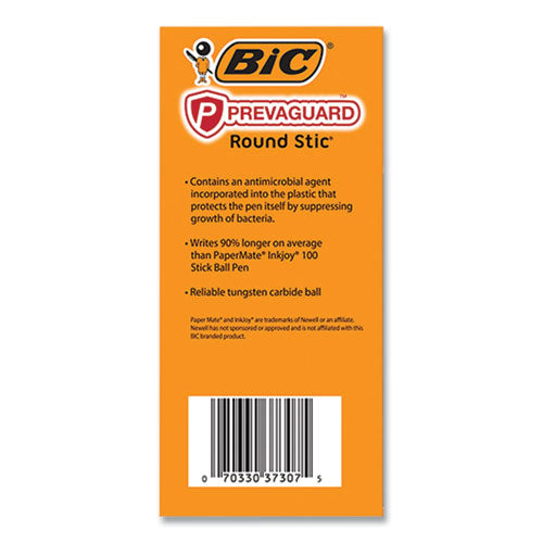 Image of BIC® GSAM60-BLU PrevaGuard Round Stic Ballpoint Pen, Stick, Medium 1 mm, Blue Ink, Translucent Blue Barrel, 60/Pack