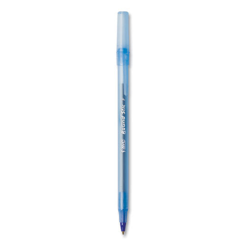 Image of BIC® GSM144AZ-BLU Round Stic Xtra Life Ballpoint Pen, Stick, Medium 1 mm, Blue Ink, Translucent Blue Barrel, 144/Pack