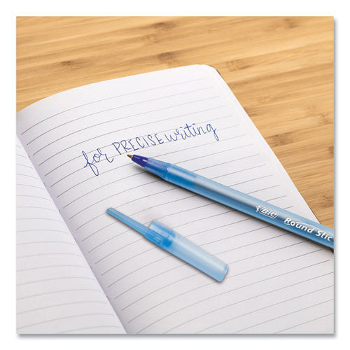 Image of BIC® GSM144AZ-BLU Round Stic Xtra Life Ballpoint Pen, Stick, Medium 1 mm, Blue Ink, Translucent Blue Barrel, 144/Pack