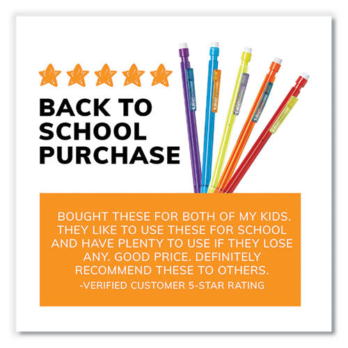 Image of BIC® MPCE144E-BLK Xtra-Smooth Bright Edition Mechanical Pencils, 0.7 mm, HB (#2), Black Lead, Assorted Barrel Colors, 24/Pack, 6 Packs/Carton