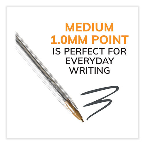 Image of BIC® MS500E-BLK Cristal Xtra Smooth Ballpoint Pen, Stick, Medium 1 mm, Black Ink, Clear Barrel, 500/Pack